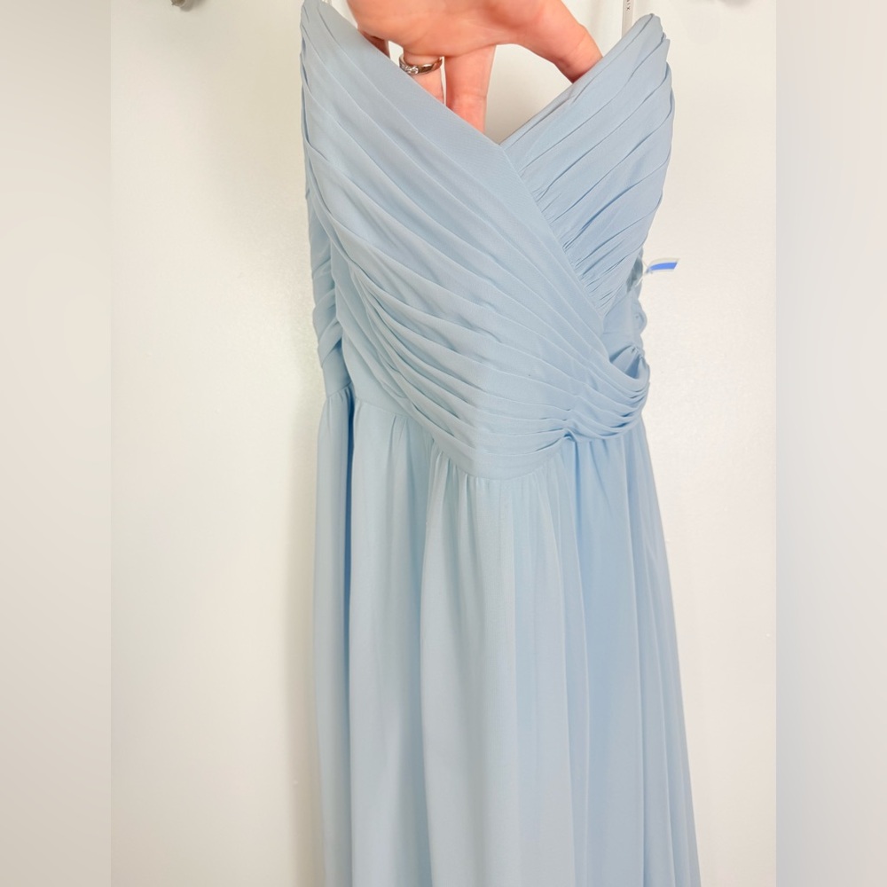 After Six Strapless Sweetheart Neckline Charmusse Sky Blue Chiffon Evening Gown - Picture 3 of 7